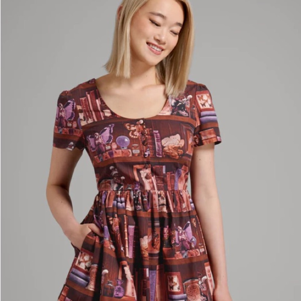 ModCloth Shadows & Bookshelves Skater Dress
